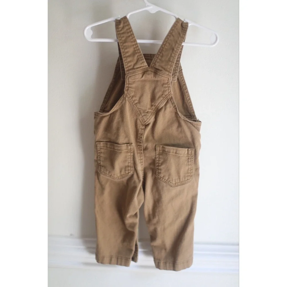 Old Navy Toddler Overalls 12-18M Brown Cotton Bib Pants Unisex Kids Toddler